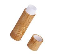 minkissy Wooden Lipstick Tube Natural Bamboo Lip Containers 15oz Round Push Wheel Use