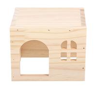 minkissy Wooden Multi-chamber Guinea Pig Hideout and Hamster House with Safe Resting Environment, Delicate Craftsmanship and Cute Appearance for Small Pet Home Decor