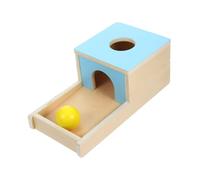 minkissy Wooden Object Permanence Box for Sensory Ball Throwing Game Early Education Hand-eye Coordination and Fine Motor Skill Development Montessori Teaching Aid