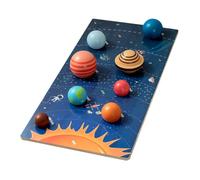 minkissy Wooden Solar System Puzzle for Educational Space Cognition with Planet Matching Board Safe Early Learning Activity for Develop Motor Skills and Imagination