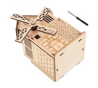 minkissy Wooden Windmill Shaped Music Box DIY Plaything with Motor for Adults Educational Puzzle to Develop Intelligence and Logical Thinking Safe Smooth Surface
