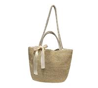 minkissy Woven Straw Beach Bag for Women Large Handheld Tote Fashionable Vacation Shoulder Purse for Summer Outings and Outdoor Activities