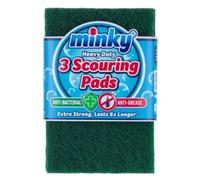 Minky Anti-Bac Antigrease Scourers - Pack Of 3 - Heavy Duty & Long-Lasting Kitchen Cleaning Scouring Pads For Pots - Pans & Dishes