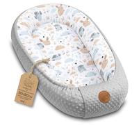Minky Baby Nest for Newborns - Versatile Portable Cuddle Nest Accessory for Crib - Warm Winter Cocoon Owl Gray