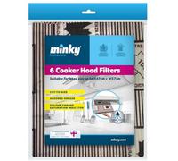 Minky Cooker Hood Filters - Pack of 6, Cut to Size, 57 x 47 cm, Universal Fit, Grease Absorber, Saturation Indicator, Cooker Hood Filter Replacement