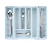 Minky Cutlery Drawer Organiser, Extendable Cutlery Sorter, Storage & Organisation, Utensil Holder, Kitchen Accessories, Cutlery Trays, Kitchen Tools & Gadgets, UK Made (Slate Blue)