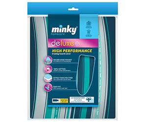 Minky Deluxe Ironing Board Cover, Ironing Board Covers 122 x 38 cm, Drawstring Ironing Board Cover, Extra Thick Felt Pad, 100% Cotton, Washing Machine Save, Made in the UK