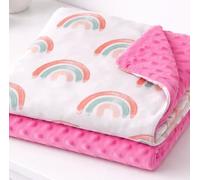 Minky Dot Baby Blanket - Ultra Soft Plush, Double Layer for Newborns & Toddlers, Cozy and Warm - Perfect for Crib, Stroller, Nursery and Baby Shower - 30X40 & 50X60 Rainbow