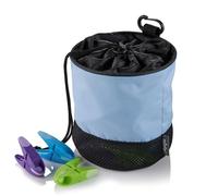 Minky Drawstring Peg Bag + 24 SureGrip Pegs, Holds Over 100 Clothes Pegs, Drawstring Design & Strong Clip, Breathable Mesh Base, Strong & Durable Weatherproof Peg