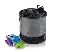 Minky Drawstring Peg Bag + 24 SureGrip Pegs, Holds Over 100 Clothes Pegs, Drawstring Design & Strong Clip, Breathable Mesh Base, Strong & Durable Weatherproof Peg