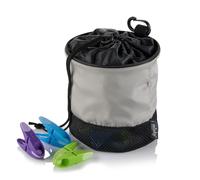 Minky Drawstring Peg Bag + 24 SureGrip Pegs, Holds Over 100 Clothes Pegs, Drawstring Design & Strong Clip, Breathable Mesh Base, Strong & Durable Weatherproof Peg