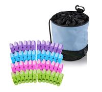Minky Drawstring Peg Bag + 48 SureGrip Pegs, Holds Over 100 Clothes Pegs, Drawstring Design & Strong Clip, Breathable Mesh Base, Strong & Durable Weatherproof Peg