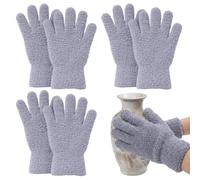 Minky Dusting Glove, Microfibre Gloves for Cleaning, Plant Dusting and Car Cleaning Mitt, Set of Six Grey Gloves Measuring 23 by 12 cm
