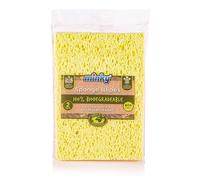 Minky Extra Thick Sponge Wipes - Pink and Yellow, 100% Biodegradable, 2 Pack, Eco Cleaning