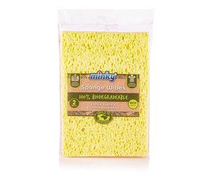 Minky Extra Thick Sponge Wipes - Pink and Yellow, 100% Biodegradable, 2 Pack, Eco Cleaning
