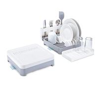 Minky Foldaway Dish Rack, Dish Drainer Rack With Drainage Spout, Removable Plate Racks & Cutlery Holder, Space-Saving & Durable