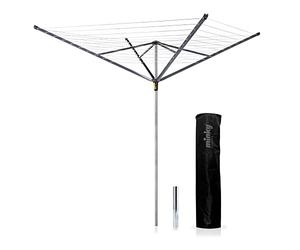 Minky Heavy Duty Easy Breeze 50m 4 Arm Rotary Airer Washing Line with Stay Taut Lines, Cover and Metal Soil Spike