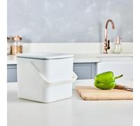 Minky Homecare Kitchen Compost Bin - Countertop Food Waste Caddy with Easy Wipe Clean Interior - Made in The UK - 3.5L (0.9 gal.) (White)