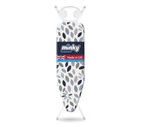 Minky Ironing Board Expert, Large Ironing Board, 122 x 38 cm Iron Board, Angled Rest, Adjustable Height to 96 cm, Collapsible Iron Table