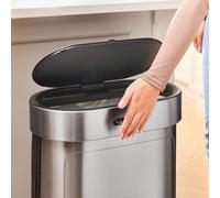 Minky Kitchen Sensor Bin, 55L Stainless Steel Kitchen Bin, Automatic Motion Sensor Waste Bin, Fingerprints & Stains Resistant, Battery-Operated, Large Kitchen Bin for Indoor Use