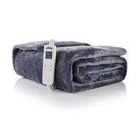 Minky Luxury Heated Throw Blanket - Extra Large Double, 180cm x 180cm, in Grey - Luxury Fleece Blankets, 10 Heat Settings, Electric Throw, Machine Washable