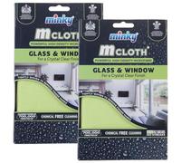 Minky M Cloth Glass & Window High Density Microfibre Cleaning Cloth Crystal Clear Streak-Free Finish, Removes Finger Marks, Smears & Streaks, Chemical-Free Eco Friendly Cleaning Pack of 2