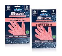 Minky Mcloth Dusting Glove - Pack of 2, Cleaning Duster with Anti-Bacterial Protection, Microfibre Cloth Multifunctional & Reusable, Pink Cleaning Gloves