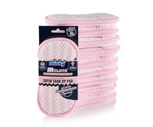 Minky Mcloth Super Soak Up Pad - 10 Pack, Anti-Bacterial Protection, Ultra Absorbent, Powerful High Density Microfibre Cloth, Cleaning Products for Kitchen & Home (Pink)