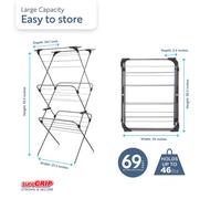Minky Premium Sure Grip 3 Tier Airer, Stainless Steel, Gunmetal, Standard Size