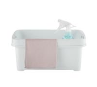 Minky Storage Caddy with Divider, Storage Basket with Divider, Foldaway Handle, Cleaning Caddy, Bathroom Storage & Organisation