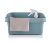 Minky Storage Caddy with Divider, Storage Basket with Divider, Foldaway Handle, Cleaning Caddy, Bathroom Storage & Organisation (Olivine, One Size)