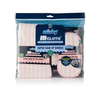 Minky Super Soak Up Bundle, Ultra Absorbent, Powerful High Density Microfibre, Anti-Bacterial Protection, Cleaning & Drying, Includes Tea Towel, Cleaning Cloth & Pad (Pink)