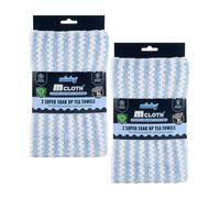 Minky Super Soak Up Tea Towels Blue Pack of 4, Ultra-Absorbent, Powerful High-Density Microfibre, Anti-Bacterial Formulation, Hanging Tag For Easy St