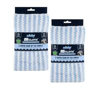 Minky Super Soak Up Tea Towels Blue Pack of 4, Ultra-Absorbent, Powerful High-Density Microfibre, Anti-Bacterial Formulation, Hanging Tag For Easy Storage, Machine Washable (4, Blue)