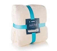 Minky Super Soft Luxury Throw | Cream | 215 x 225cm | Machine Washable Blankets | Plush Lightweight Blankets for Sofa, Bed & Couch