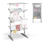Minky SureDri 4 Tier Heated Clothes Airer with Cover, Built in Timer, Electric Clothes Dryer, Heated Airer, 23m Capacity, Silver, 147 x 73.5 x 71cm