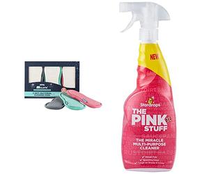 Minky TT78790300 M Cloth Anti-Bacterial Cleaning Pad 3 Pack - Grey, Pink, Green & THE PINK STUFF Multi Purpose Cleaner, 750ml