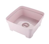 Minky Washing Up Bowl with Sink Plug Strainer, Multipurpose Square Basin, Dusty Pink, 11L, UK Made