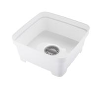 Minky Washing Up Bowl with Sink Plug Strainer, Multipurpose Square Basin, White, 11L, UK Made