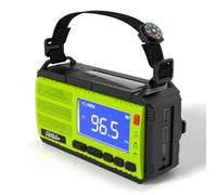 MinLab Emergency Weather Radio, Solar & USB Charging 10000mAh (Green) | Hand Crank Powered, Solar Charging, FM/AM, Emergency Use, Multiple Power Sources