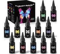 Minlebao Colored UV Resin Kit 12 Colors-Fast Curing for Jewelry Making-20g | Odorless UV Resin Kit,Fast Curing for Jewelry Making,Crystal Clear Epoxy Resin,Odorless & Low Shrinkage UV Color Resin