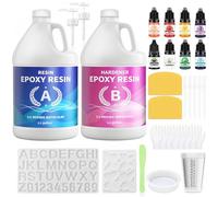 Minlebao Crystal Clear Epoxy Resin Kit 1 Gallon, High Gloss Bubble-Free Coating & Casting for DIY Art, Jewelry Making, River Tables - 1:1 Ratio with Measuring, Silicone Mold and Usage Tools