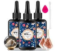 Minlebao UV Resin Kit 300g ，Upgraded Crystal Transparent Hard High Gloss Fast Curing Solar Activated, Suitable for UV Curing Resin in Jewelry Making, Casting and Coating (300g)