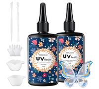 Minlebao UV Resin Kit 500g ，Upgraded Crystal Transparent Hard High Gloss Fast Curing Solar Activated, Suitable for UV Curing Resin in Jewelry Making, Casting and Coating (500g)