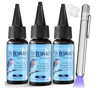 Minlebao UV Resin Kit with UV Light for Resin, 90g Crystal Clear UV Glue & Fast-Curing Resin Kit, Jewelry-Making DIY Craft Supplies for Plastic，Glass，Acrylic Bonding & Repairing(90g)