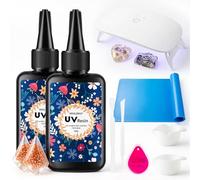 Minlebao UV Resin，Upgraded Crystal Transparent Hard High Gloss Fast Curing Solar Activated, Suitable for UV Curing Resin in Jewelry Making, Casting and Coating (1, 200g and uv light)