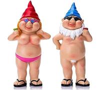 MINLELE 2Pcs Garden Gnome Statue Naughty Garden Funny Gnome，Goblin-Art Decoration for Lawn Ornaments Indoor or Outdoor Garden Decorations