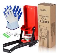 MinliGUY Aluminum Can Crusher, Tall Can Crusher Wall Mounted, Recycling Tool for Soda/Beer/Seltzer Cans, up to 16oz/500ML Drinks Aluminum Cans, Can Smasher For Recycling with Bottle Opener-Red