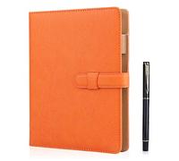 Minlna A5 Leather Notebook/Refillable Loose Leaf Business Notebook/Notepad,200 Thick Pages,Classic Lined with Pocket and Pen Holder,Can be Given as a Gift. (yellow)