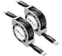 Minlu 100W Retractable USB C to USB C Charging Cable, 2Pack 1.2m Type C to USB C Charger Cable Type C Charging Cord Fast Charge for MacBook Pro 2021,iPad Pro 2021,Galaxy S23/S22 Ultra,Pixel,Switch,LG